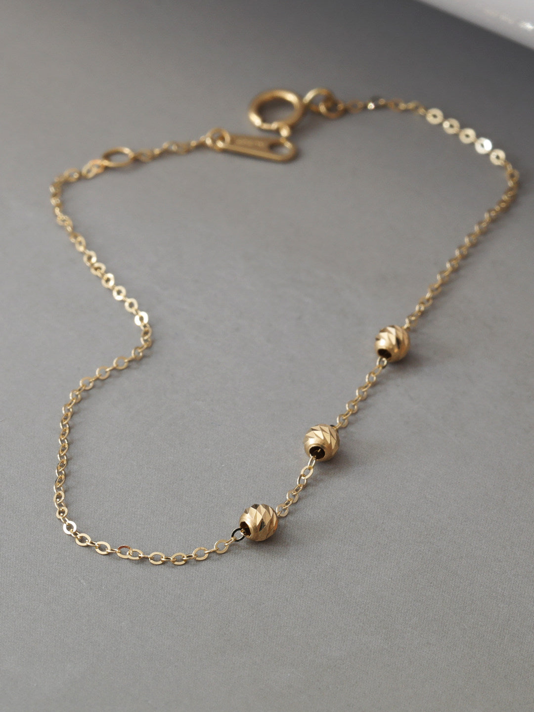 14K Gold Faceted Ball Bracelet