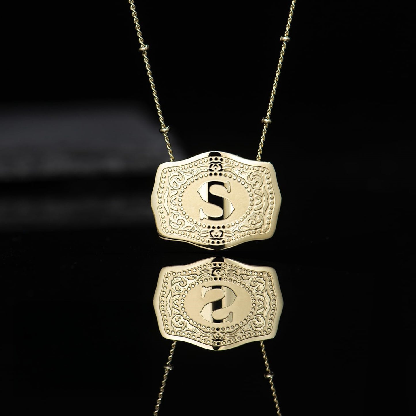 14K gold-plated letter pendant necklace