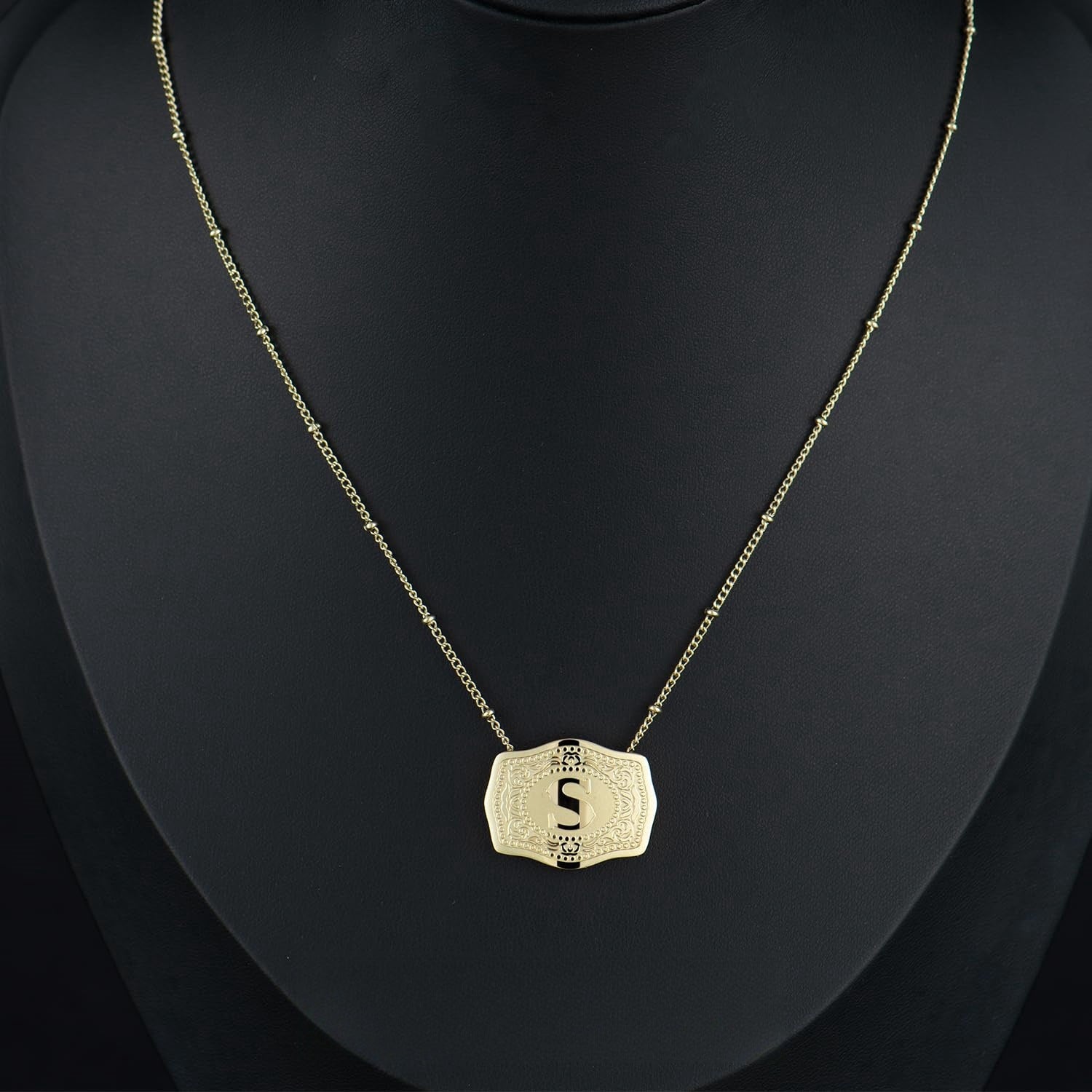 14K gold-plated letter pendant necklace