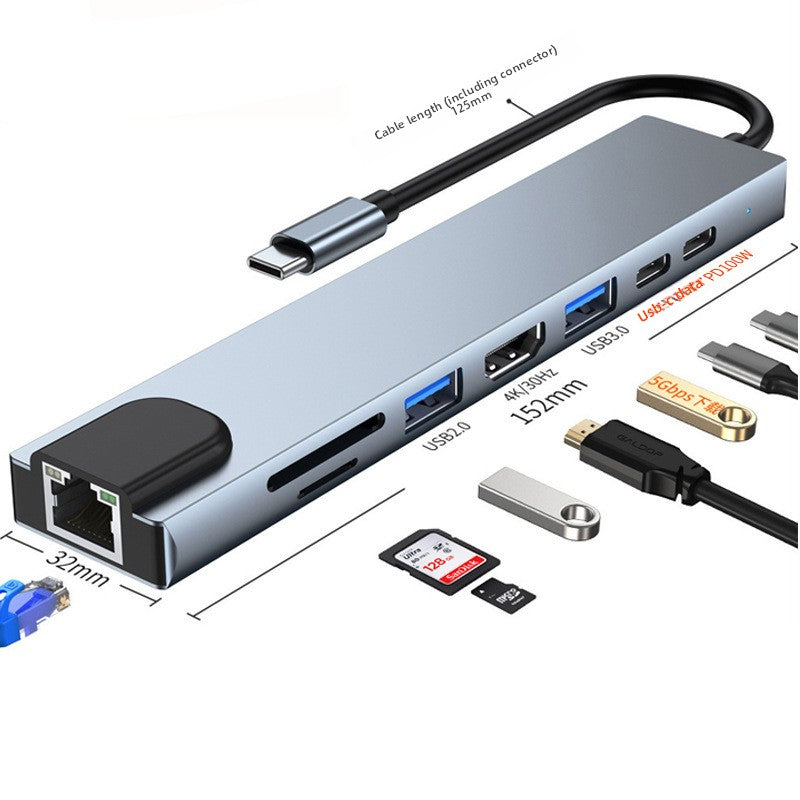 8-in-1 Type-C Docking Station with HDMI Ethernet and PD