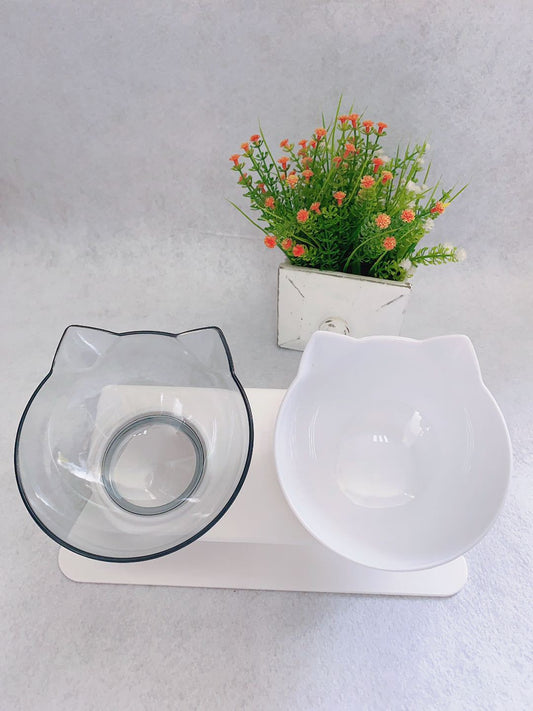 Cat Double Bowl – Ergonomic Food Bowl for Neck Protection