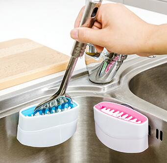 Buy Kitchen Cleaning Brush with Suction Cup for Knives & Fruits