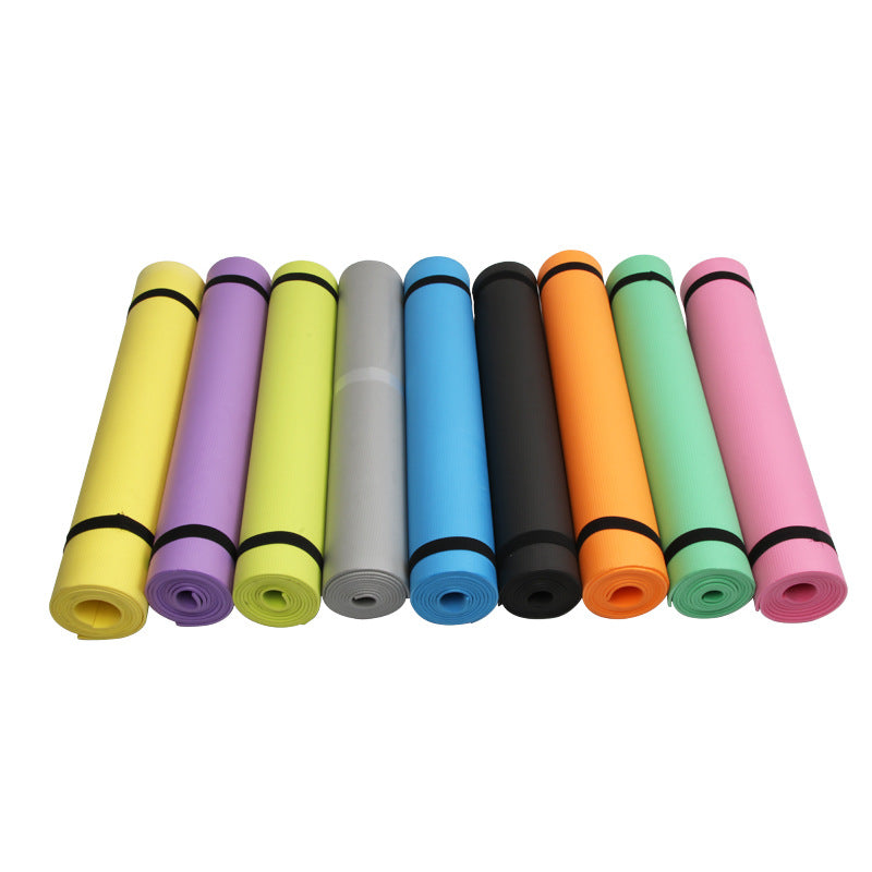 Blue and yellow EVA yoga mat