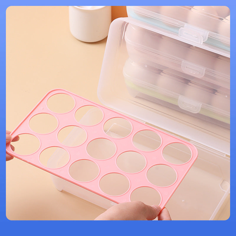 15-compartment refrigerator in the kitchen, egg box and food storage container