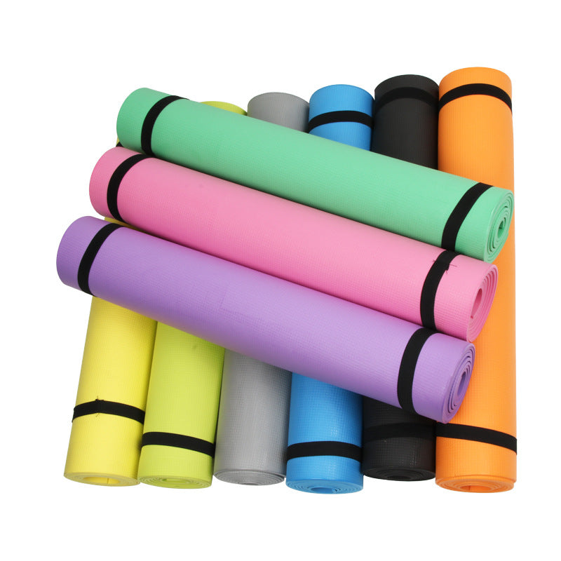 Blue and yellow EVA yoga mat