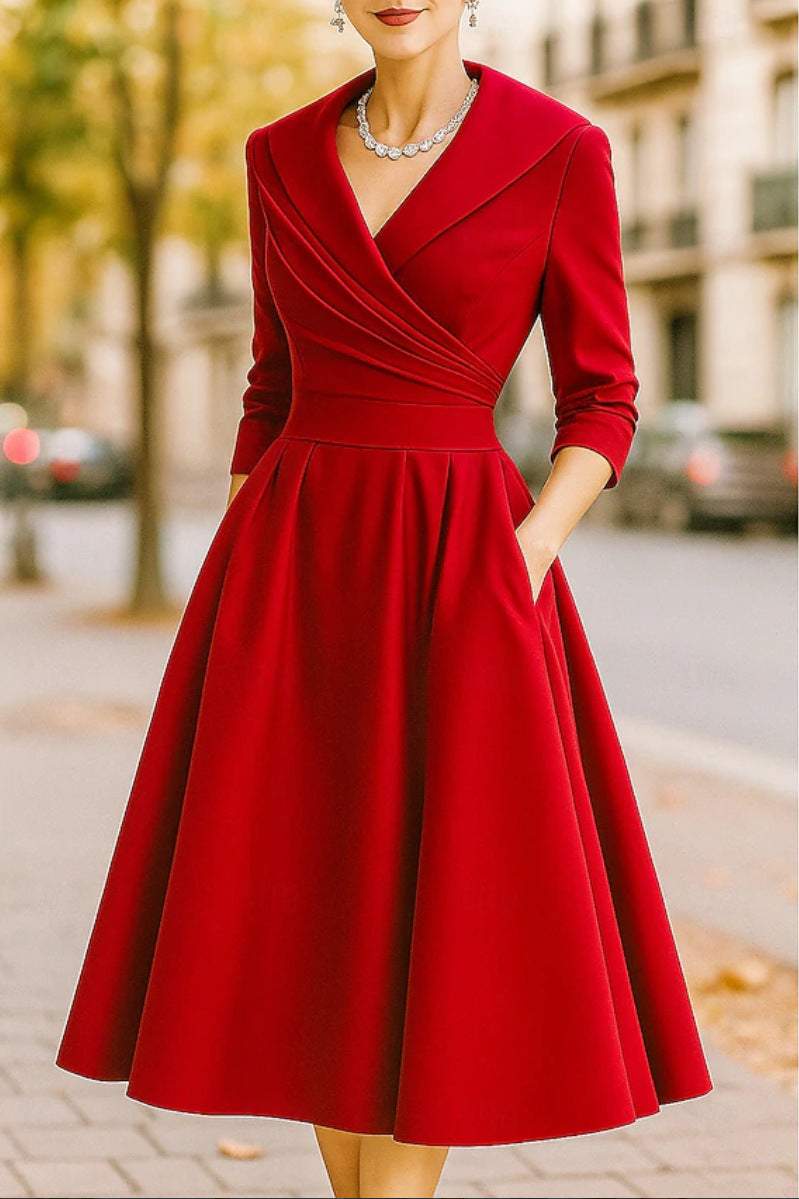 Elegant Formal French-Style Waist-Cinched Dress for Women