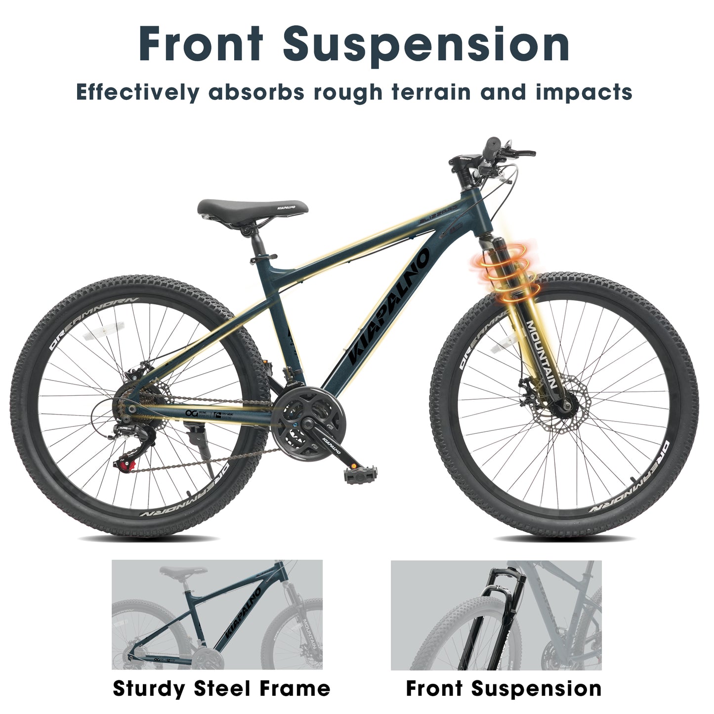 All-Terrain Mountain Bicycles – 21 Speed, Disc Brakes & Durable Steel Frame for Trail Riding