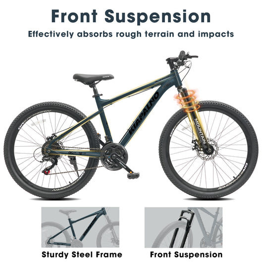 All-Terrain Mountain Bicycles – 21 Speed, Disc Brakes & Durable Steel Frame for Trail Riding