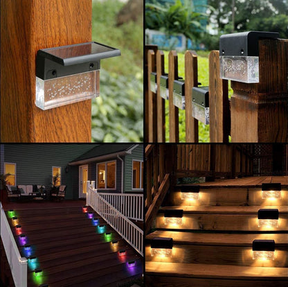 RGB LED Solar Step Fence Light Waterproof and Energy Saving
