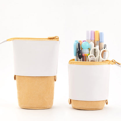 Corduroy Retractable Pencil Case Multifunctional Storage