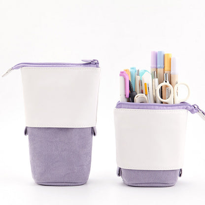 Corduroy Retractable Pencil Case Multifunctional Storage