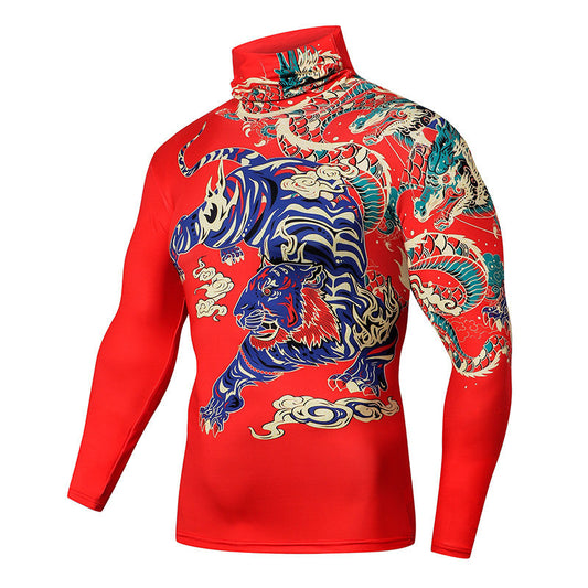 Men Casual 3D T Shirt Fitness Compression Shirts With Mask