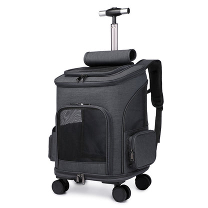 Buy Travel Trolley Pet Backpack With Telescopic Handle and Wheels