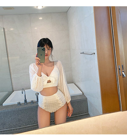 Fashion Lace Long Sleeve Sunscreen Bikini for Stylish Women