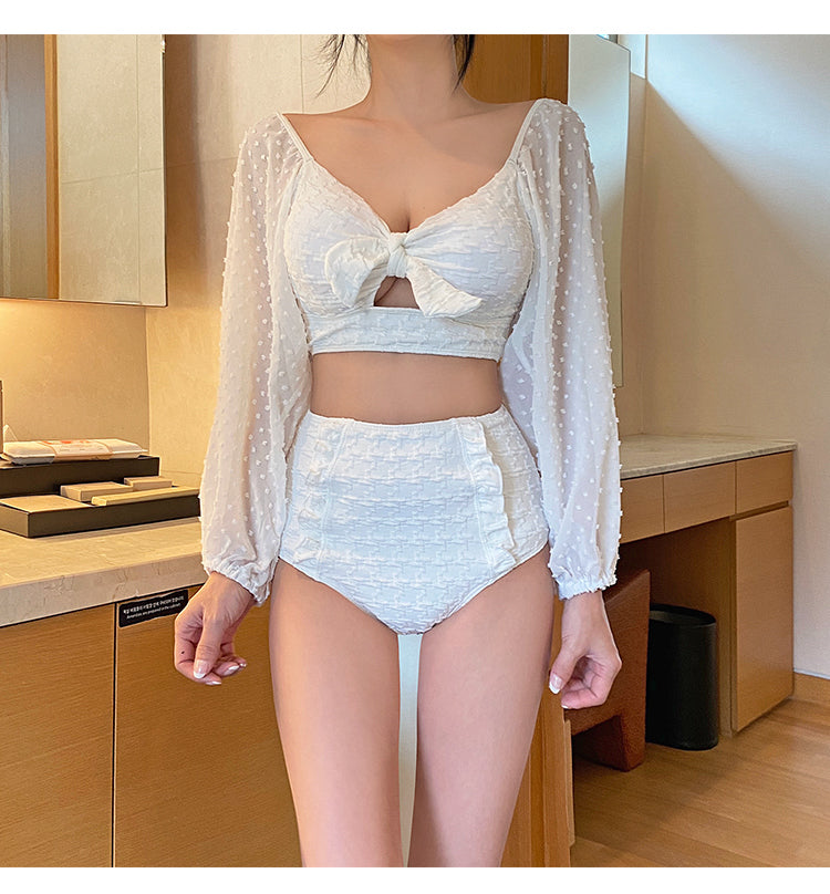 Fashion Lace Long Sleeve Sunscreen Bikini for Stylish Women