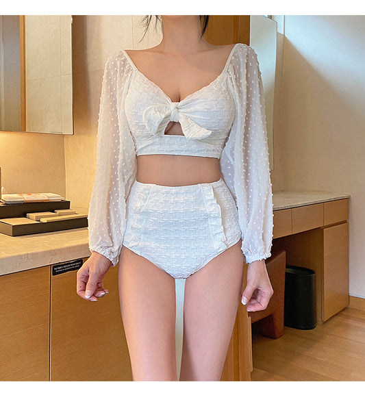 Fashion Lace Long Sleeve Sunscreen Bikini for Stylish Women