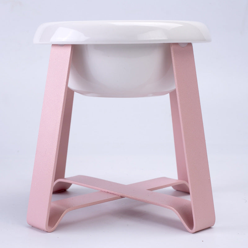 2-in-1 Anti-Slip Cat Bowl with Iron Stand – Food & Water Feeder