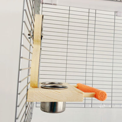 Parrot Toy Stand – Stainless Steel Food Cup, Mirror & Claw Grinder