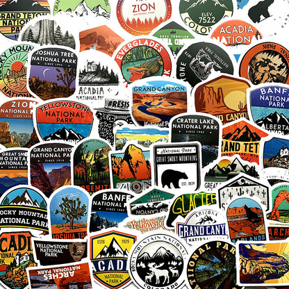 National Park 50-Piece Waterproof PVC Stickers Stationery Set