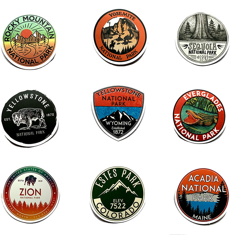 National Park 50-Piece Waterproof PVC Stickers Stationery Set