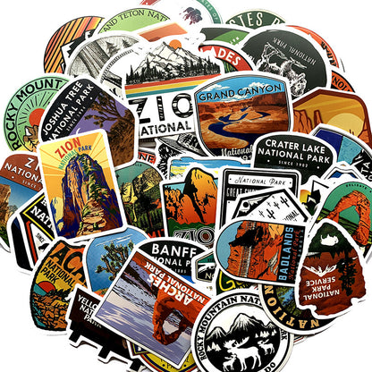 National Park 50-Piece Waterproof PVC Stickers Stationery Set