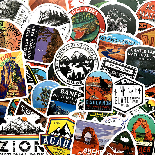 National Park 50-Piece Waterproof PVC Stickers Stationery Set