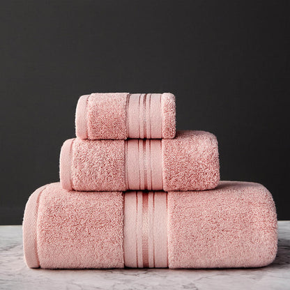 Pure Color Cotton Bath Towel Set Perfect for Beach and Home