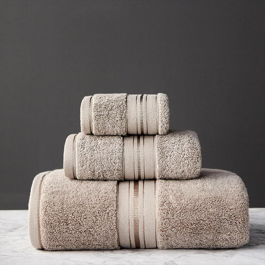 Pure Color Cotton Bath Towel Set Perfect for Beach and Home