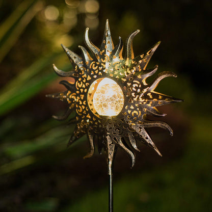 LED Solar Flame Garden Light Metal Waterproof Outdoor Lamp