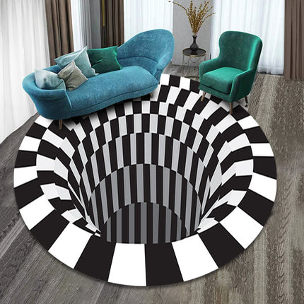 Buy 3D Vortex Carpet – Black & White Illusion Rug for Living Room