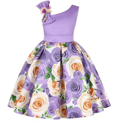 Girls' Dresses Princess Digital Print for Children’s Fashion
