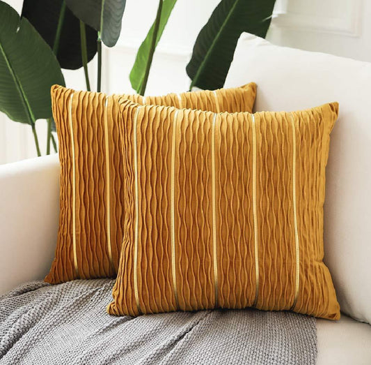 Buy Striped Velvet Pillow Cover for Luxury Sofa Cushion Style