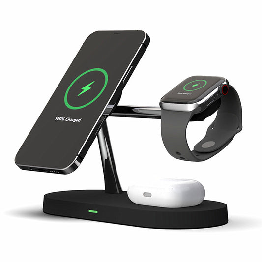 5-in-1 Magnetic Wireless Charger – Fast 15W Desktop Phone Holder