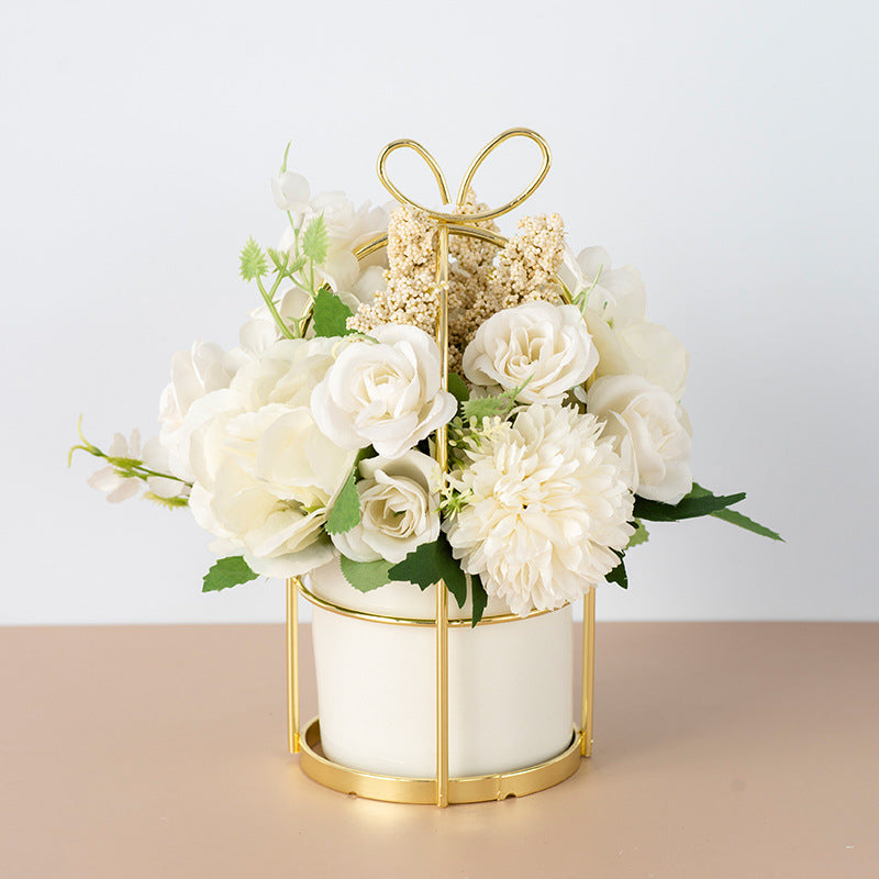 Small Potted Plants Dried & Simulation Flower Bouquet Home