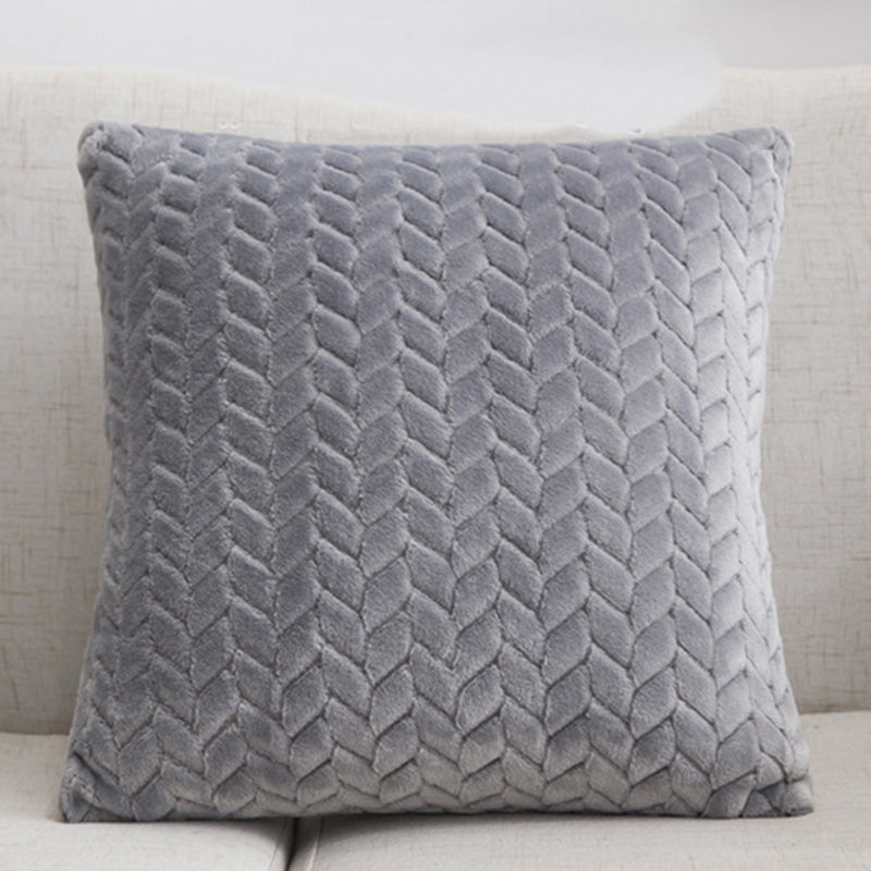 Solid Color Flannel Pillow – Sofa Cushion Cover for Home