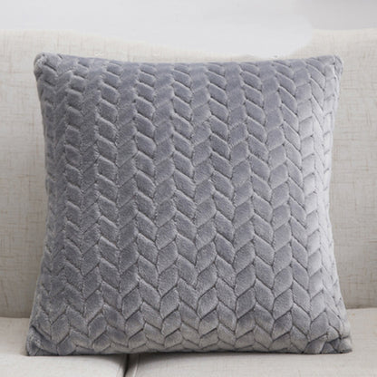 Solid Color Flannel Pillow – Sofa Cushion Cover for Home