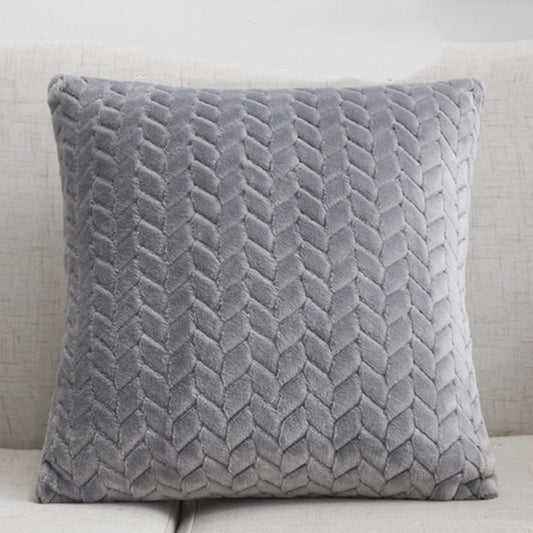 Solid Color Flannel Pillow – Sofa Cushion Cover for Home