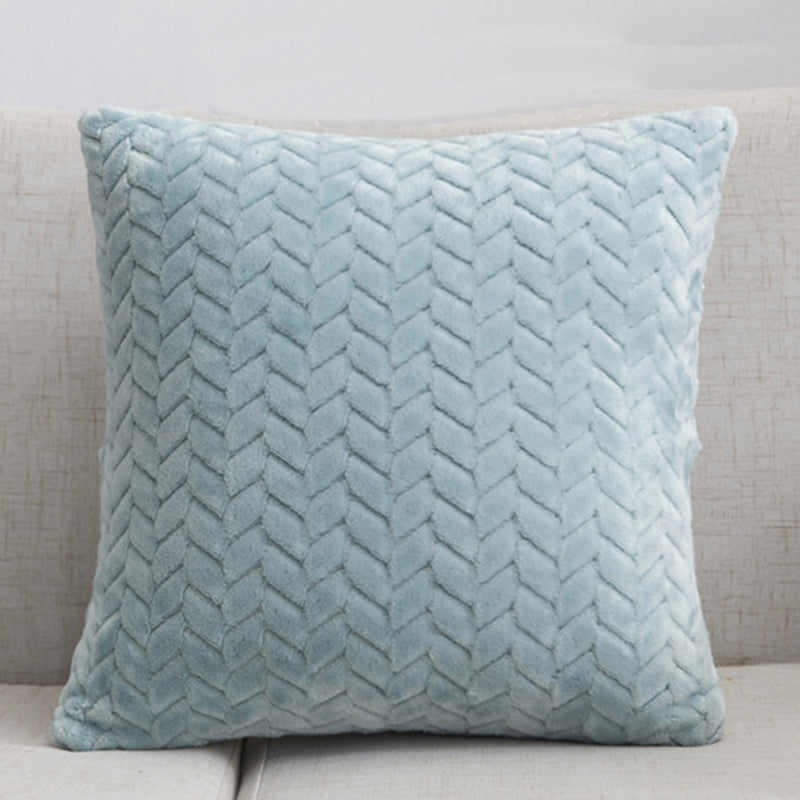 Solid Color Flannel Pillow – Sofa Cushion Cover for Home