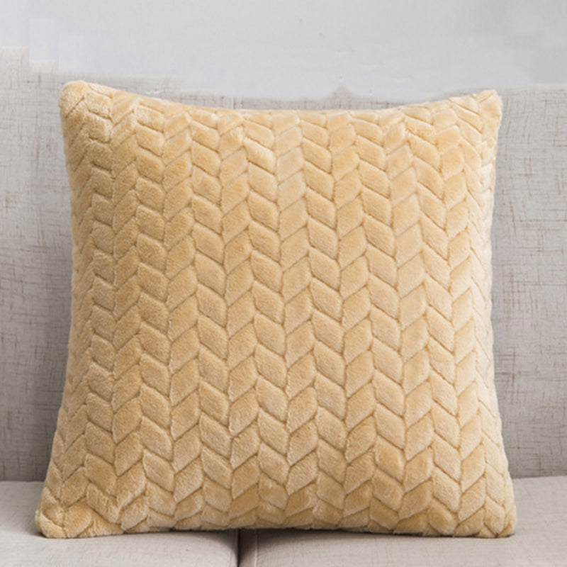 Solid Color Flannel Pillow – Sofa Cushion Cover for Home