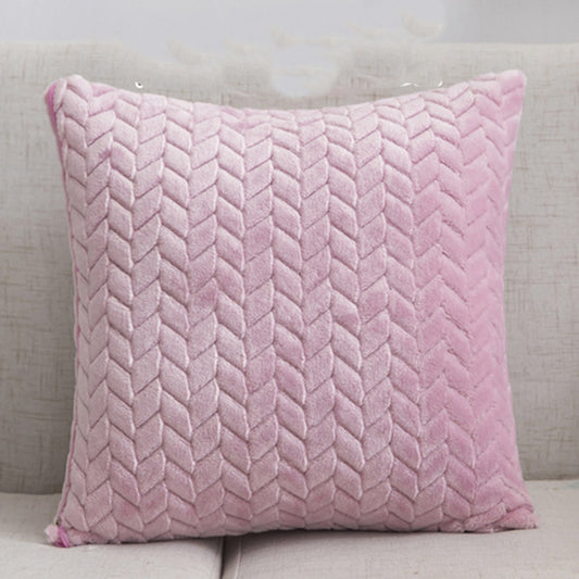 Solid Color Flannel Pillow – Sofa Cushion Cover for Home