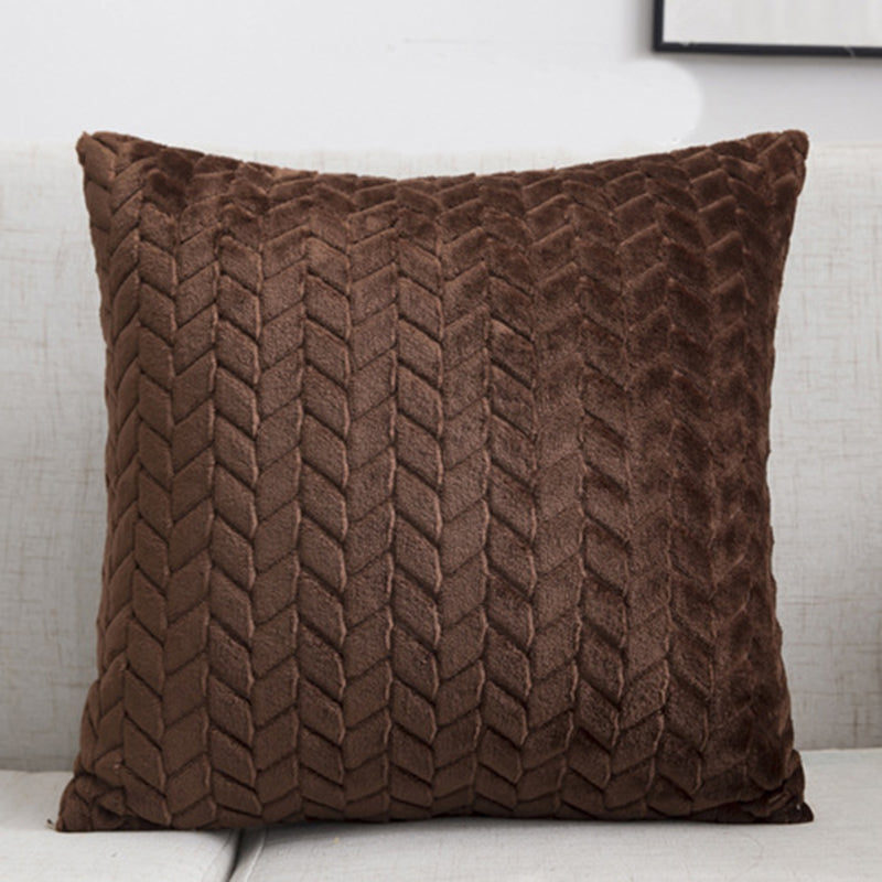 Solid Color Flannel Pillow – Sofa Cushion Cover for Home