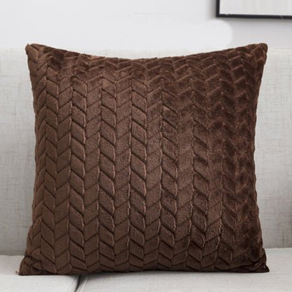 Solid Color Flannel Pillow – Sofa Cushion Cover for Home
