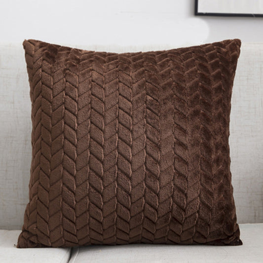Solid Color Flannel Pillow – Sofa Cushion Cover for Home