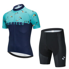 Short light blue and dark blue