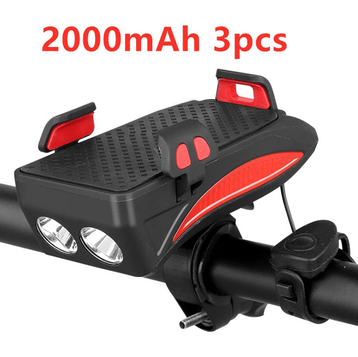 Motorcycle Bicycle Phone Holder with Charging & Front Lamp
