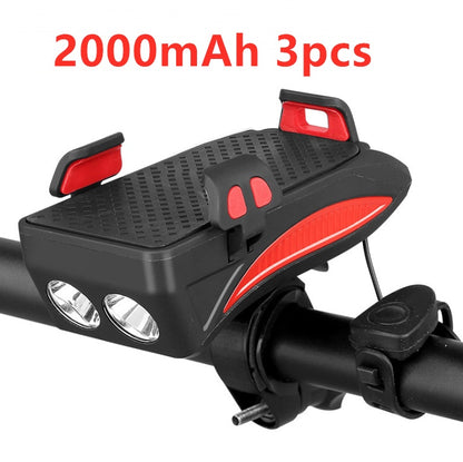 Motorcycle Bicycle Phone Holder with Charging & Front Lamp