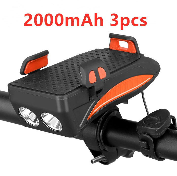 Motorcycle Bicycle Phone Holder with Charging & Front Lamp