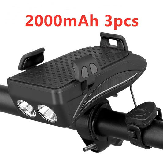 Motorcycle Bicycle Phone Holder with Charging & Front Lamp