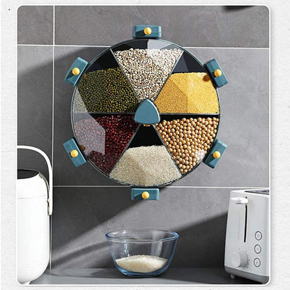 Wall-Mounted Grain Dispenser Rotating Dry Food Cereal Gadget