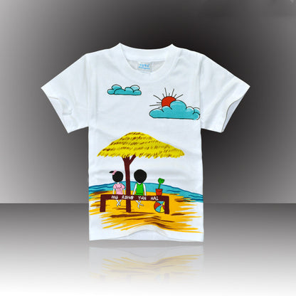 Beach Family Matching Outfits – Cotton T-Shirt & Quick Dry Shorts Set